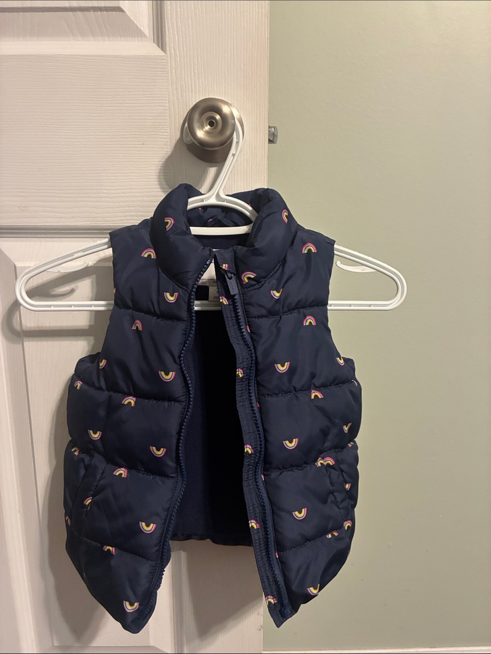 Old Navy Navy Rainbow Print Puffer Vest - Kids